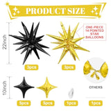 Black Gold Star Balloon Kit 16pcs for Birthday Wedding Baby Shower Parties