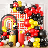 Black Yellow Red Balloon Garland Arch Kit, Balloons Arch With Red Black Dots Balloons for Birthday Party Baby Shower Decorations