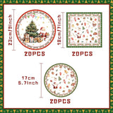 60Pcs Christmas Party Paper Plates Xmas Snowflake Disposable Merry Christmas Tableware Decoration Red Xmas Tree Paper Dishes For Party Supplies Serve 20