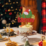 Merry Birthday Cake Topper,New Year Christmas Holiday Party Supplies,Red & Green Glitter Christmas Cake Decorations?Winter Holiday Cake Picks-Christmas Birthday Party Supplies(Birthday 2)