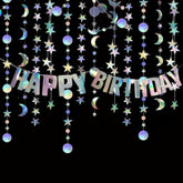 Star Moon Circle Dot Garland Party Decoration Kit, Holographic Party Decorations Hanging Stars Streamer Backdrop Crescent Garlands Happy Birthday Banner Backdrop For Baby Shower Birthday Wedding