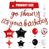 Red Go Sha Birthday Banner & Balloon Set with Confetti for Hip Hop Theme Party