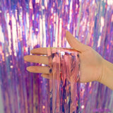Iridescent Purple Tinsel Foil Fringe Curtain, 3.2 X 6.5 Ft, Fairy Party Streamers, 2 Packs