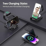 Wireless Charging Station, 3 In 1 Watch Charger Stand With Digital Clock Suitable For Iwatch Se/6/5/4/3/2/1,Airpods Pro, For Iphone 16/15/14/13/12/11 Pro Max/Xs/Xr/X/8/Samsung S23/S22/S21