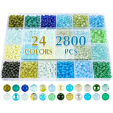 4mm Glass Beads Kit: 2800+ Blue & Green Jade Beads for DIY Crafts