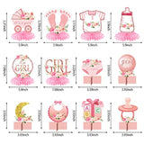 12Pcs Pink Rose Gold Baby Shower Decorations Honeycomb Centerpieces Fo