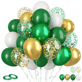60pcs Green & Gold Balloons, 12" Confetti Metallic Latex for Party Decor