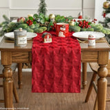 Christmas Trees Red Soft Plush Faux Fur Jacquard Christmas Table Runner, Holiday Kitchen Dining Table Decoration For Home Party Decor 13X72 Inch