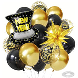 Black Gold Confetti 22In Happy New Year Star Foil Balloons 2026