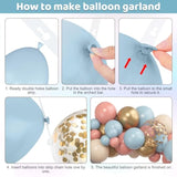 153pcs Pink & Blue Balloon Garland Kit with Confetti  Gold Balloons for Gender Reveal Decor