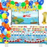 155 Pcs O Fish Ally 1 Birthday Party Decorations, Gone Fishing Balloon Garland Kit, The Big One Backdrop, Ofishally One Cake Cupcake Topper, Little Fisherman/Fishing Theme 1St Birthday Party Supplies