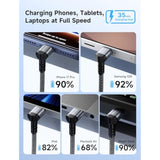 Usb C To Usb C Cable 2-Pack 10Ft, 100W Right Angle Fast Charging For Iphone 17/Iphone Air/Iphone 17 Pro Max, Nintendo Switch 2, Steam Deck, Rog Ally, Macbook, Ipad, Galaxy S25 S24, Iphone 15/16