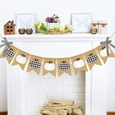 Plaid Pumpkin Burlap Banner Buffalo Check Fall Banner Jute White Pumpkins Bunting Garland Autumn Harvest Bunting Flag Thanksgiving Party Banner For Home Wall Mantel Fireplace Farmhouse Decor