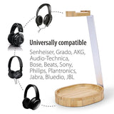 Avantree TR902 - Universal Wooden & Aluminum Headphone Stand Hanger with Cable Holder, Sturdy Desk Headset Mount Rack