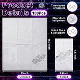 100 Pcs Disco Party Cocktail Napkins With Silver Foil Guest Towel Paper Disposable 70S 80S 90S Party Supplies Cocktail Napkins For Wedding Birthday Graduation 2 Ply 4 X 8 In(White Background)