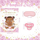 Pin The Pacifier On The Baby Shower Games, Butterfly Theme Decoration Large Poster With Blindfold 48 Pacifier Stickers Game For Baby Shower Party Birthday Party Supplies(Brown)
