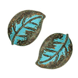 12 Pieces Leaf Metal Shank Buttons 18Mm X 13Mm (Green Patina Varnished