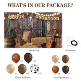 Western Cowboy Birthday Decorations 65Pcs Balloons Backdrop 5.9X3.6Ft Baby Shower