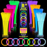 500 Pcs Ultra Bright Glow Sticks, 8 Inch Glow Sticks Bulk Party Pack, Light Up Sticks For Glow Bracelets, Necklaces, Concerts, Christmas, Party Supplies With 500 Connectors
