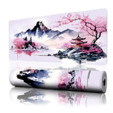Japanese Large Gaming Mouse Pad, Extended Keyboard Mat, Big Desk Mousepad With Stitched Edges For Office Home, 3Mm Thicken Non-Slip Rubber Base Waterproof, Cherry Blossom