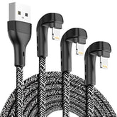 3Pack 90 Degree Iphone Charger 6Ft, Apple Mfi Certified 6 Feet Lightning Cord Long, Nylon Right Angle 6 Foot Charging Cable For Apple Iphone 14 Pro Max/14/13Pro/12 Mini/11/X/Xs/Xr/8 Plus/7/6/5/Ipad