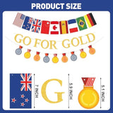"Go For Gold" Championship Trophy Banner Sports Competition Party Backdrop Decor