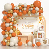 Autumn Baby Shower Balloon Decor Set: Pumpkin Theme, Backdrop & Baby Boxes
