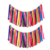 2 Pk Rainbow Ribbon Tassel Garland (40"x14") Pre-Assembled Banner for Parties