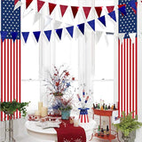 30 Ft Red Silver Blue Triangle Pennant Banner Bunting Double Sided Gli