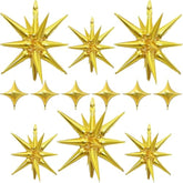 12pc Gold Star Explosion Balloons Large Spike Mylar Cone Party Decor