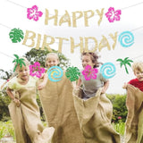 Hawaiian Moana Birthday Banner Party Decoration Glittery Gold Cake Topper For Happy Birthday Tropical Luau Summer Baby Shower Decor