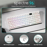 Spectre 96% Rgb Mechanical Gaming Keyboard | Customizable Lcd Screen | Tri-Mode Wireless With Knob | Gasket Mount | South Face 5-Pin Hot-Swappable Sockets | White Candy Red Linear Switch
