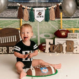 Football Highchair Banner 1St Birthday - First Year Down High Chair Banner, Tassels Decorations For First Birthday Party, Anniversary, Baby Shower, Photo Booth Props... (Green)