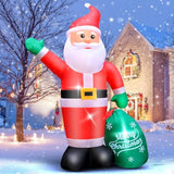 Christmas Inflatable Santa Outdoor Decoration: 8 Ft Blow Up Santa Claus Carry Gift Bag- Built-In Leds For Christmas Part
