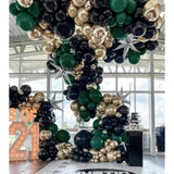 100pcs Black, Green, Gold Balloon Garland – Double Stuffed for Jungle Party Decor