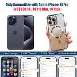 Compatible With Iphone 14 Pro Magnetic Glitter Case With Camera Lens Protector Full Protection Case Compatible With Magsafe Elegant Anti-Scratch Case Cover For Iphone 14 Pro Gold
