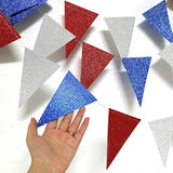 Red White Blue Patriotic Triangle Flag Banner Fourth Of July Decorations 4Th July Garland Pennant Bunting Decor Memorial Day Usa Party Decorations For Independence Day Parade