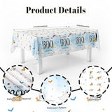 3 Pack Little Boo Tablecloth, Disposable Plasticable A Little Boo Is Almost Due Baby Boy Table Cloth Rectangle 54X108 Inch, Table Cover For Blue Halloween Baby Shower Deco Party Supplies