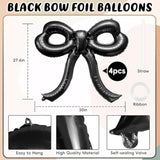 4 Pcs Black Bow Balloons, Giant Foil Decorations for Birthday, Baby Shower & Wedding