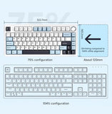 X Aula F75 Gasket Mechanical Keyboard, 75% Wireless Hot Swappable Gaming Keyboard With Five-Layer Padding&Knob, Bluetooth/2.4Ghz/Usb-C, Rgb (Light Blue, Ice Vein Switch)