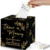 50 Pcs Share A Memory Cards For Collections Of Life, Memory Cards Box For Guest Ideas Funeral Graduation Wedding Bridal Shower Birthday Anniversary Retirement(Black, Gold)