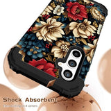 for Galaxy S24 Plus Case,3 in 1 Floral Pattern Heavy Duty Shockproof Soft Silicone Rubber Bumper+Hard Plastic Hybrid Protective Cover for