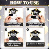 9 PCS 2026 Graduation Decorations, Graduation Honeycomb Centerpieces for Tables Centerpieces 3D Graduation Theme Party Decor Supplies,Black
