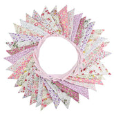 Pink Triangle Bunting Banner: 36 Cotton Flags, Party Wedding Decor