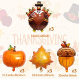 Thanksgiving Balloons Set Turkey Pumpkin Fall Foil Balloons for Autumn Party Decorations