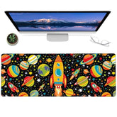 Cool Space Gaming Mouse Pad,12X31.5In Non-Slip Rubber Cosmic Desk Mat,Large Extended Mousepad For Office Home Laptop,Mice Pads Gifts,Game Lover Deskmat Decor (Colorful Rocket And Planet)