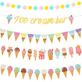 5 Pcs Ice Cream Party Decorations Ice Cream Theme Bar Banner 10 Ft Creams Pastel Garland Party Supplies Garland Sign For Sweet Birthday Baby Shower Wedding Holiday Bachelorette Decor