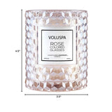 Voluspa Rose Colored Glasses, Cloche Textured Glass Candle, 8.5 Ounce, 55 Hour Burn Time, Coconut Wax for Clean Burning, Handcrafted in The USA