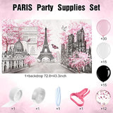 76 Pcs Paris Party Supplies Set Pink Paris Theme Party Decoration Eiff