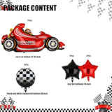 Race Car Balloon Set: Checkered Flag, Star Foil Balloons - Party Decor